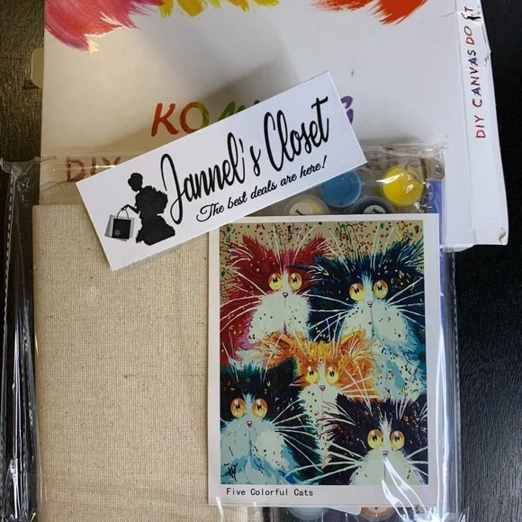 Paint by Number Kit for Adults, DIY Oil Painting Canvas, Five Cats 16x20… - Picture 2 of 4